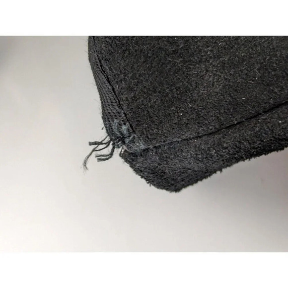 Goldco Italy Suede Sac Purse Clutch Handbag Black Small Bag Gold Metal Hardware - Picture 3 of 10